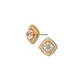 Square Framed Cubic Zirconia Stud Earrings